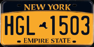 NY license plate HGL1503
