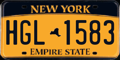 NY license plate HGL1583
