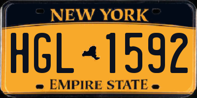 NY license plate HGL1592