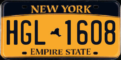 NY license plate HGL1608