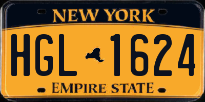 NY license plate HGL1624