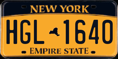 NY license plate HGL1640