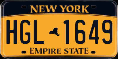 NY license plate HGL1649