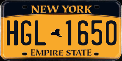 NY license plate HGL1650