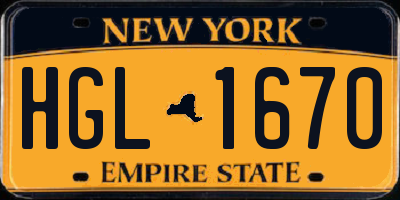 NY license plate HGL1670