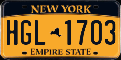 NY license plate HGL1703