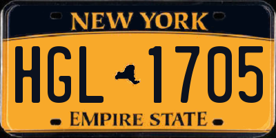 NY license plate HGL1705