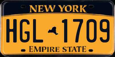 NY license plate HGL1709