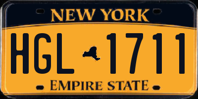 NY license plate HGL1711