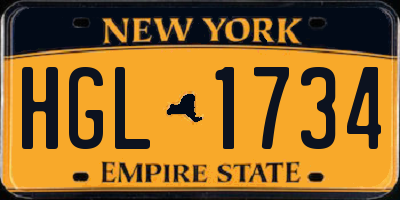 NY license plate HGL1734