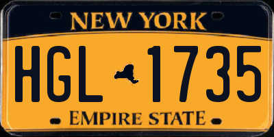 NY license plate HGL1735