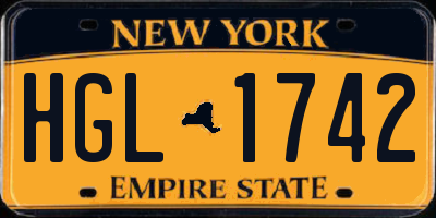 NY license plate HGL1742