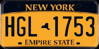 NY license plate HGL1753