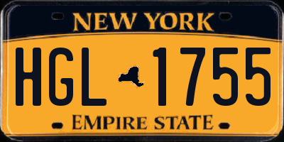 NY license plate HGL1755