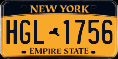 NY license plate HGL1756