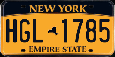 NY license plate HGL1785