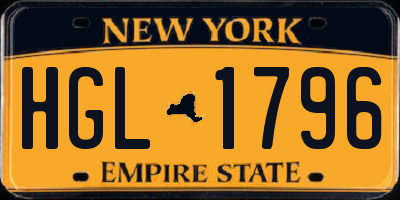 NY license plate HGL1796