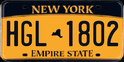 NY license plate HGL1802