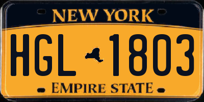 NY license plate HGL1803