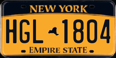 NY license plate HGL1804