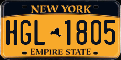 NY license plate HGL1805