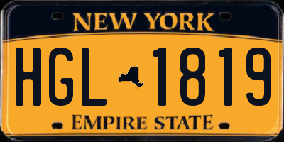 NY license plate HGL1819