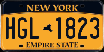NY license plate HGL1823