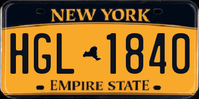 NY license plate HGL1840