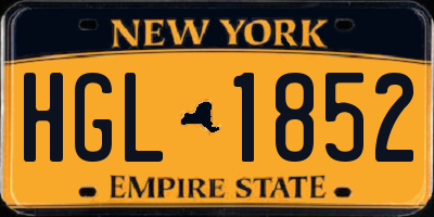 NY license plate HGL1852