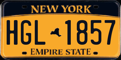 NY license plate HGL1857