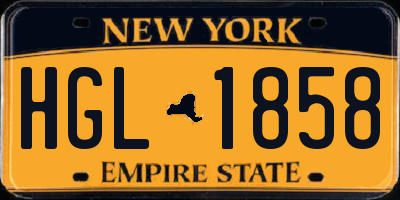 NY license plate HGL1858