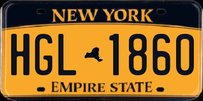 NY license plate HGL1860