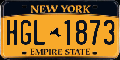 NY license plate HGL1873