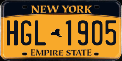 NY license plate HGL1905