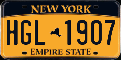 NY license plate HGL1907