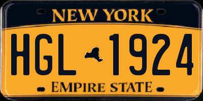 NY license plate HGL1924