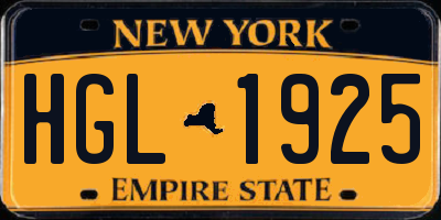 NY license plate HGL1925