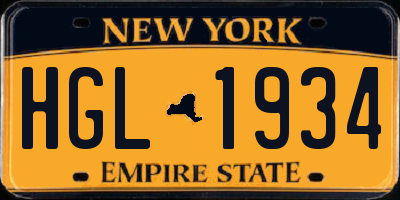 NY license plate HGL1934
