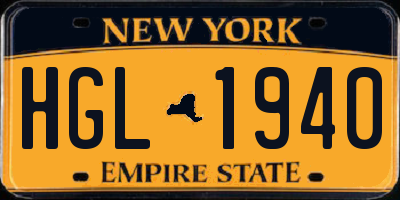 NY license plate HGL1940