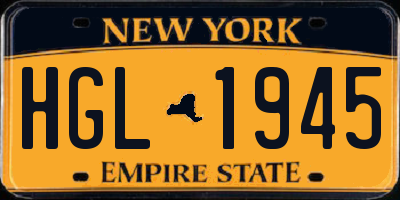 NY license plate HGL1945