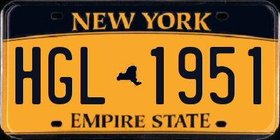 NY license plate HGL1951