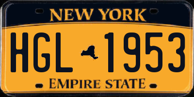 NY license plate HGL1953