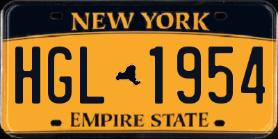 NY license plate HGL1954