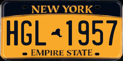 NY license plate HGL1957