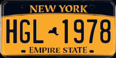 NY license plate HGL1978