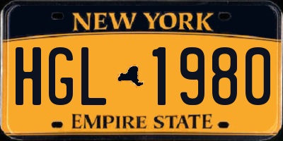 NY license plate HGL1980
