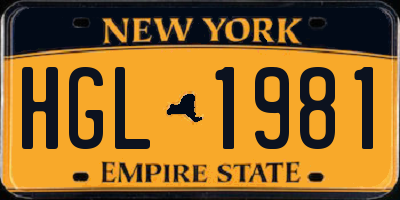 NY license plate HGL1981