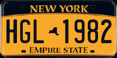 NY license plate HGL1982