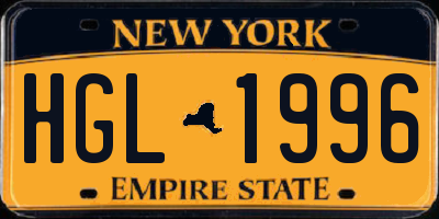 NY license plate HGL1996