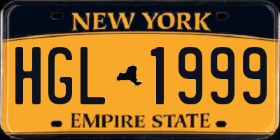 NY license plate HGL1999